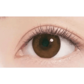 LensTown Hermera Brown — single-eye close-up showing the contact lens appearance