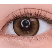 LensTown Hermera Brown — single-eye close-up showing the contact lens appearance