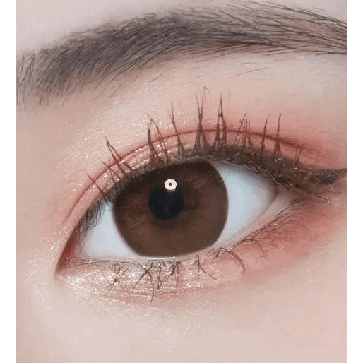 LensTown Hermera Brown — single-eye close-up showing the contact lens appearance