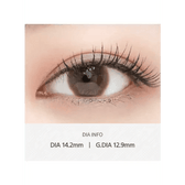LensVery Honey U Brown — single-eye close-up showing the contact lens appearance