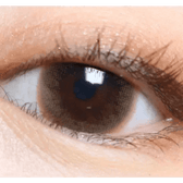 LensVery Honey U Brown — single-eye close-up showing the contact lens appearance