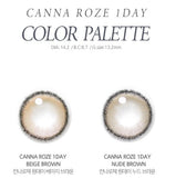 i-DOL Canna Roze Nude Brown 1Day (10p) — contact lens product information graphic