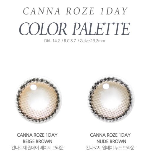i-DOL Canna Roze Nude Brown 1Day (10p) — contact lens product information graphic