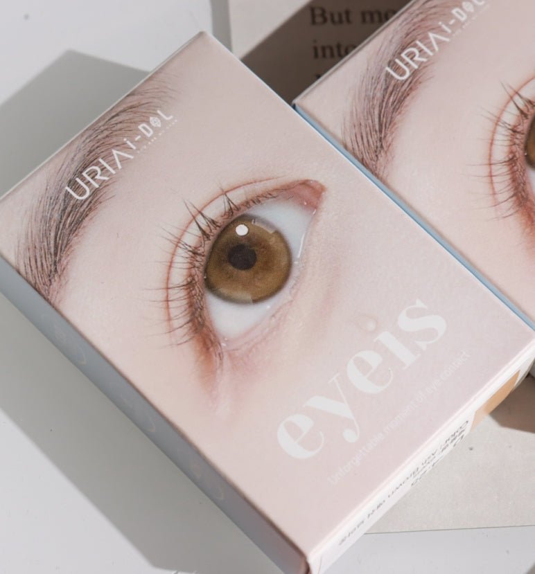 i-DOL Eyeis Ash Brown colored contact lens, 13.0mm graphic diameter, Monthly wear
