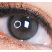 i-DOL Yurial Earl Gray — single-eye close-up showing the contact lens appearance