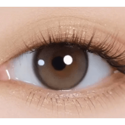 i-DOL Yurial Earl Gray — single-eye close-up showing the contact lens appearance