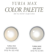 i-DOL Yurial Max Water Brown colored contact lens, 13.3mm graphic diameter, Monthly wear