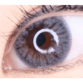 LensRang Intense Gray — single-eye close-up showing the contact lens appearance