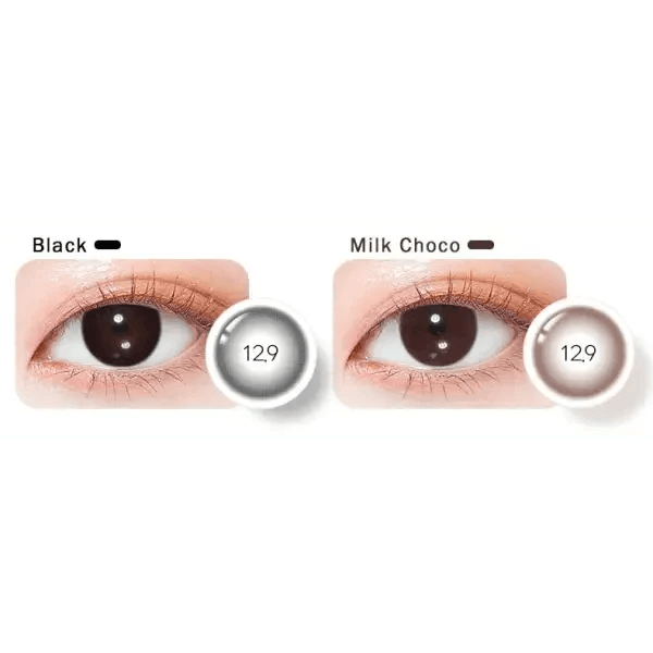 LensTown It's Basic Black colored contact lens, 12.9mm graphic diameter, Monthly wear