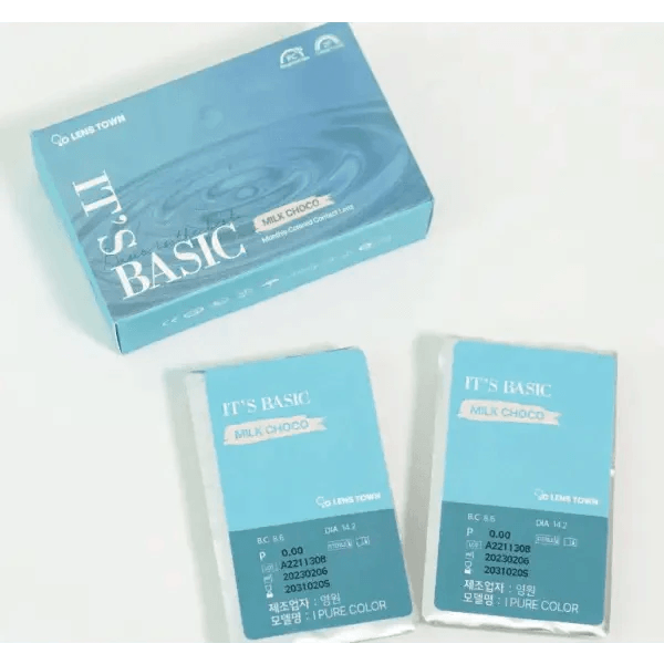 LensTown It's Basic Milk Choco colored contact lens, 12.9mm graphic diameter, Monthly wear