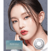 LensTown It's Water Gray (10p) — model portrait showing the contact lens look