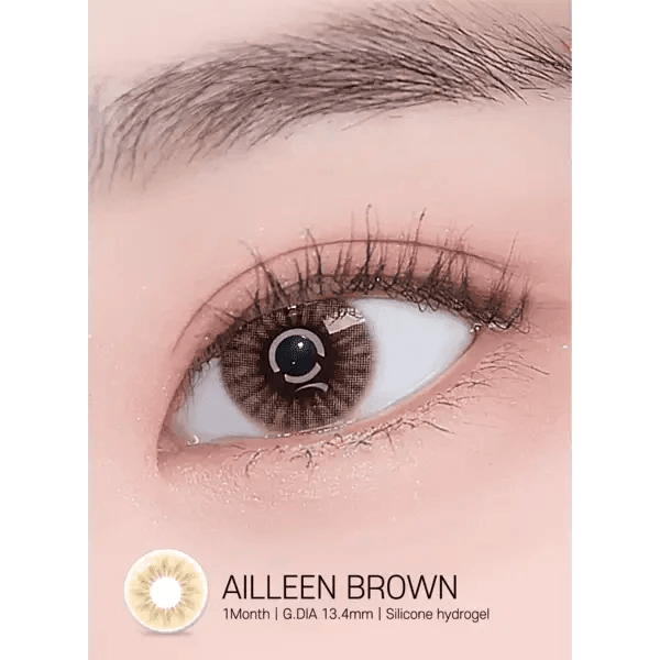 LensRang iWWi Ailleen Brown — single-eye close-up showing the contact lens appearance