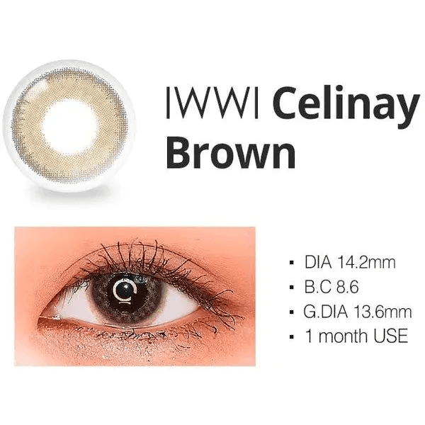 LensRang iWWi Celinay Brown — contact lens product information graphic