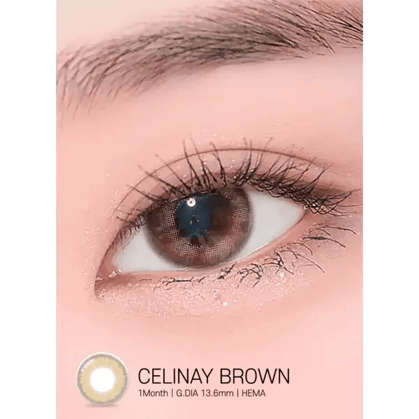 LensRang iWWi Celinay Brown — single-eye close-up showing the contact lens appearance
