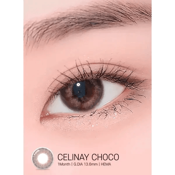 LensRang iWWi Celinay Choco — single-eye close-up showing the contact lens appearance