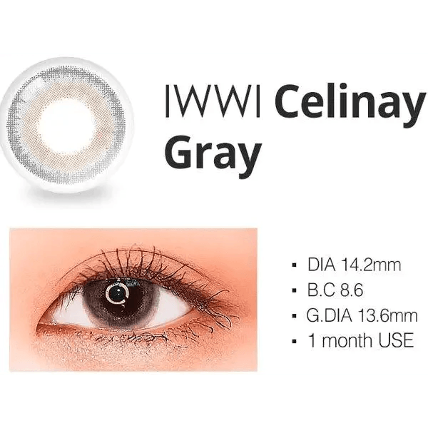 LensRang iWWi Celinay Gray — contact lens product information graphic