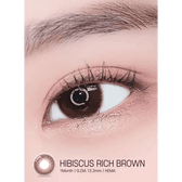 LensRang iWWi Hibiscus Brown — single-eye close-up showing the contact lens appearance
