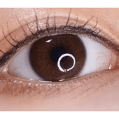 LensRang iWWi Hibiscus Brown — single-eye close-up showing the contact lens appearance