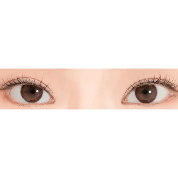 LensRang iWWi Hibiscus Brown — both eyes wearing the contact lenses
