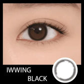 LensRang iWWi Iwwing Black — single-eye close-up showing the contact lens appearance