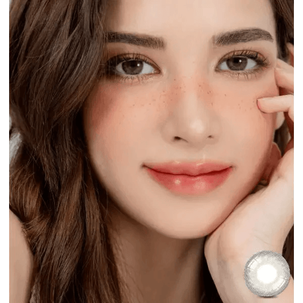 LensRang iWWi Iwwinka Gray — model portrait showing the contact lens look