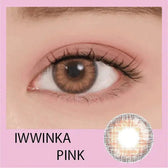 LensRang iWWi Iwwinka Pink — single-eye close-up showing the contact lens appearance