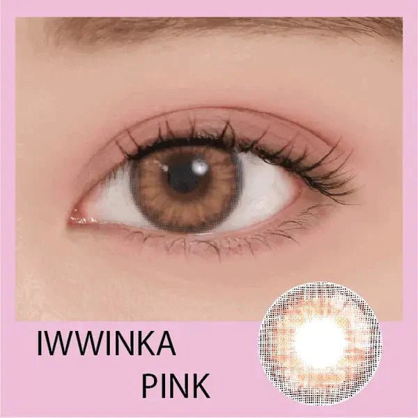 LensRang iWWi Iwwinka Pink — single-eye close-up showing the contact lens appearance