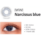 LensRang iWWi Narcissus Blue — contact lens product information graphic