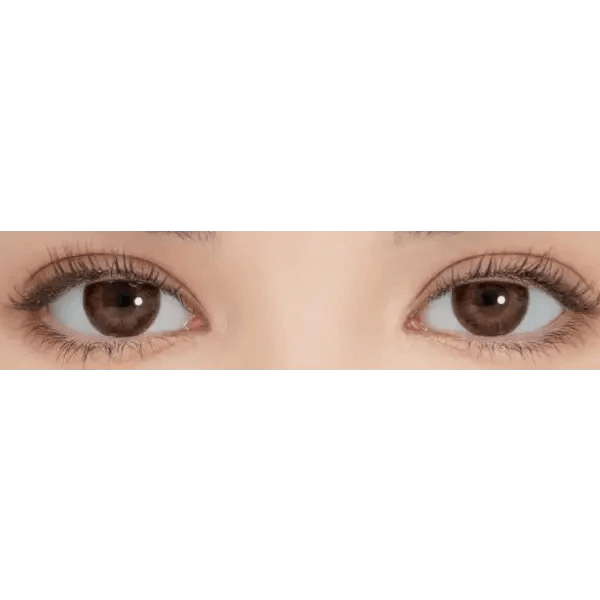 LensRang iWWi Puella Brown — both eyes wearing the contact lenses