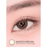 LensRang Iwwitch Brown — single-eye close-up showing the contact lens appearance