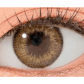 LensRang Iwwitch Brown — single-eye close-up showing the contact lens appearance