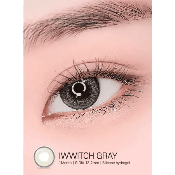 LensRang Iwwitch Gray — single-eye close-up showing the contact lens appearance