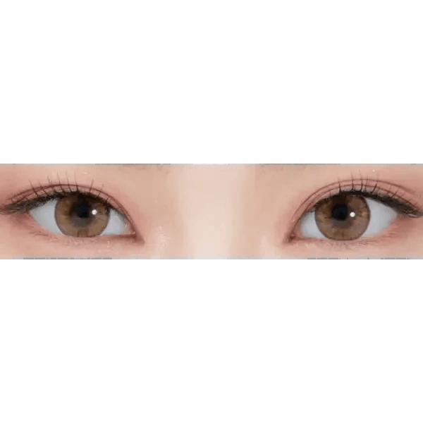 LensRang Iwwitch Up Brown — both eyes wearing the contact lenses