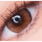 LensRang Iwwitch Up Brown — single-eye close-up showing the contact lens appearance