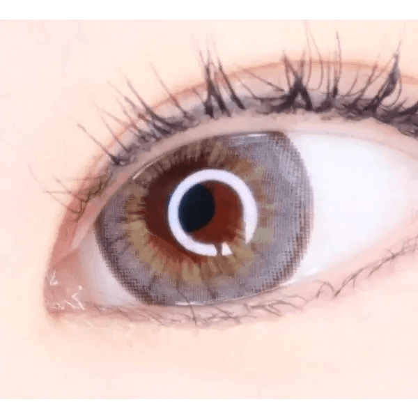 LensRang Iwwitch Up Gray — single-eye close-up showing the contact lens appearance