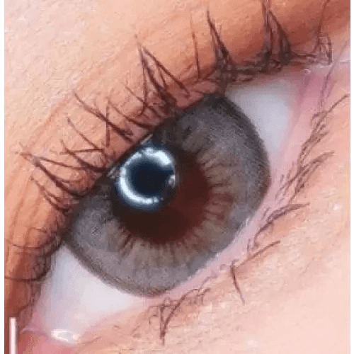 LensRang Iwwitch Up Gray — single-eye close-up showing the contact lens appearance