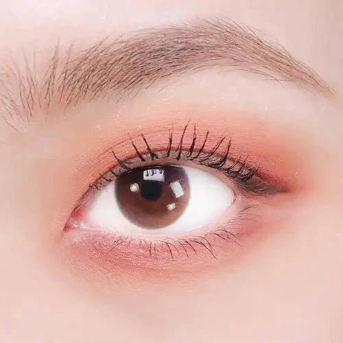 LensTown Joy Burgundy Brown — single-eye close-up showing the contact lens appearance