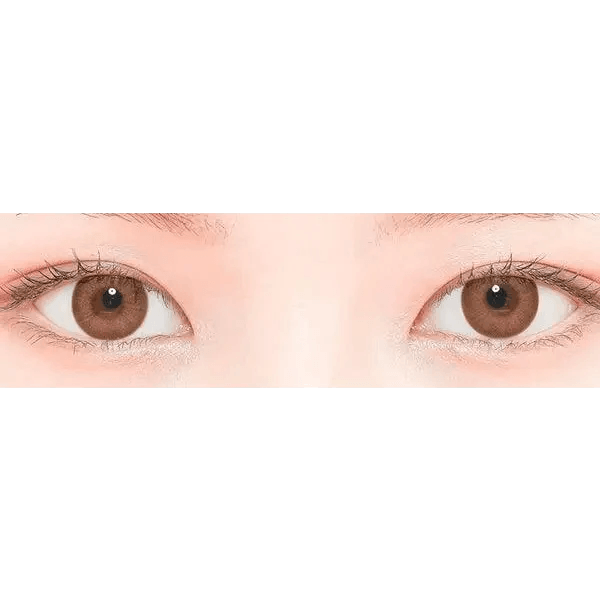 LensTown Kakao Friends Apeach Brown — both eyes wearing the contact lenses