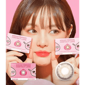LensTown Kakao Friends Apeach Brown — model portrait showing the contact lens look