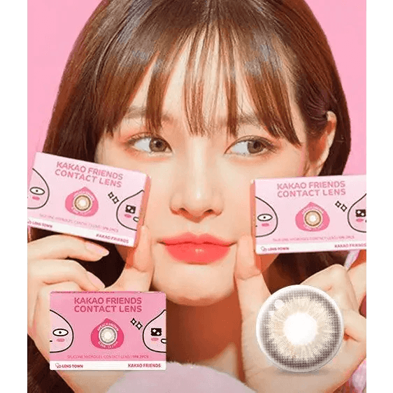 LensTown Kakao Friends Apeach Brown colored contact lens, 13.2mm graphic diameter, Monthly wear