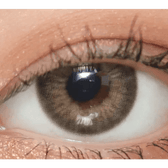 LensTown Kakao Friends Muzi Gray — single-eye close-up showing the contact lens appearance
