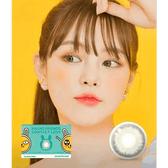 LensTown Kakao Friends Muzi Gray — model portrait showing the contact lens look