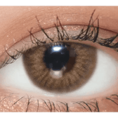 LensTown Kakao Friends Ryan Brown — single-eye close-up showing the contact lens appearance
