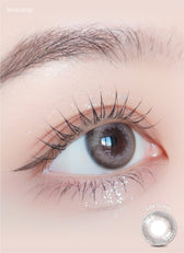LensRang Credit Ash Brown — single-eye close-up showing the contact lens appearance