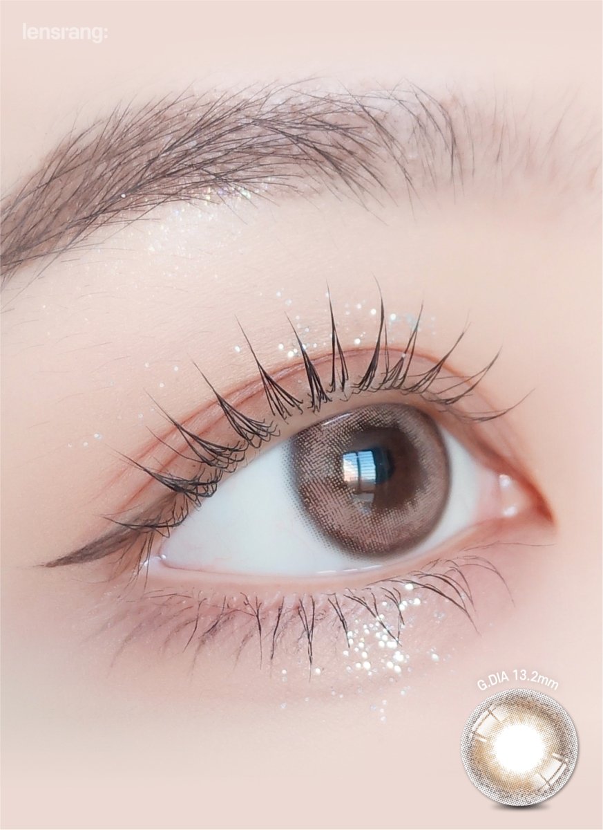 LensRang Credit Brown colored contact lens, 13.2mm graphic diameter, Monthly wear