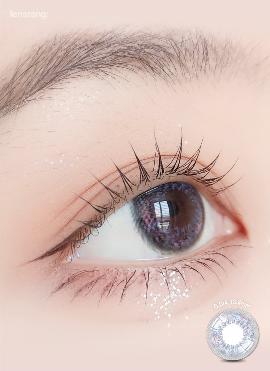 LensRang iWWi Narcissus Blue colored contact lens, 13.4mm graphic diameter, Monthly wear