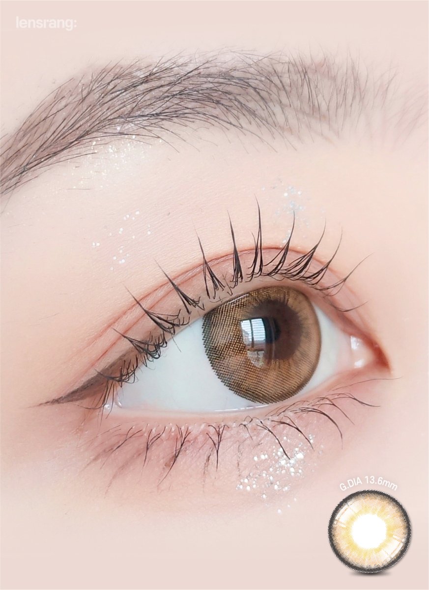 LensRang Iwwitch Up Brown colored contact lens, 13.6mm graphic diameter, Monthly wear