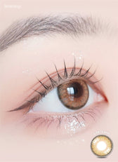 LensRang Mad Eye Brown — single-eye close-up showing the contact lens appearance