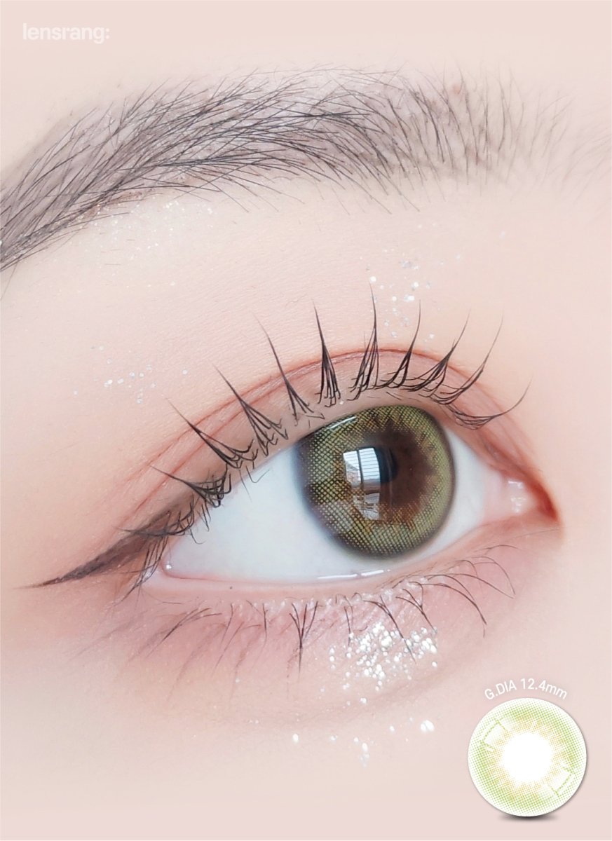 LensRang Real Khaki Green colored contact lens, 12.4mm graphic diameter, Monthly wear