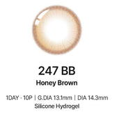 LensTown 247 BB Honey Brown (10p) colored contact lens, 13.1mm graphic diameter, Daily wear